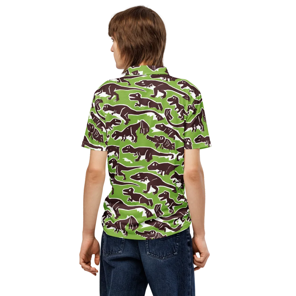Dino Parade on Men's Slim Fit Polo Shirt — Back
