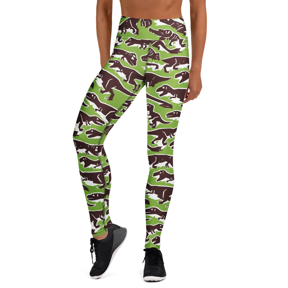 Dino Parade on Yoga Leggings — Front