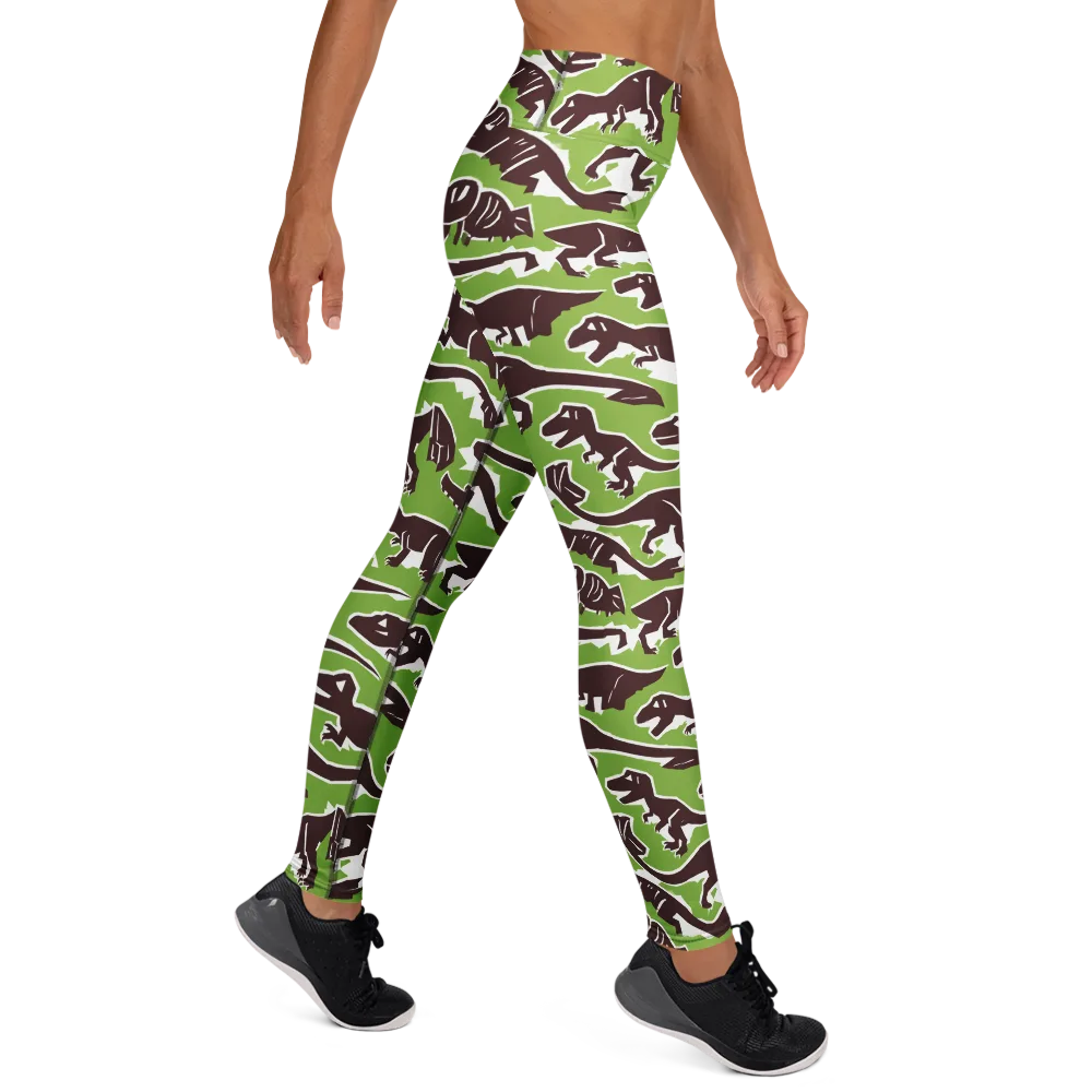 Dino Parade on Yoga Leggings — Right
