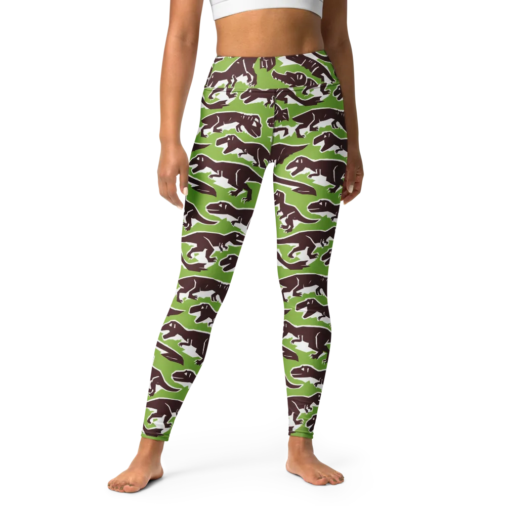 Dino Parade on Yoga Leggings — Front