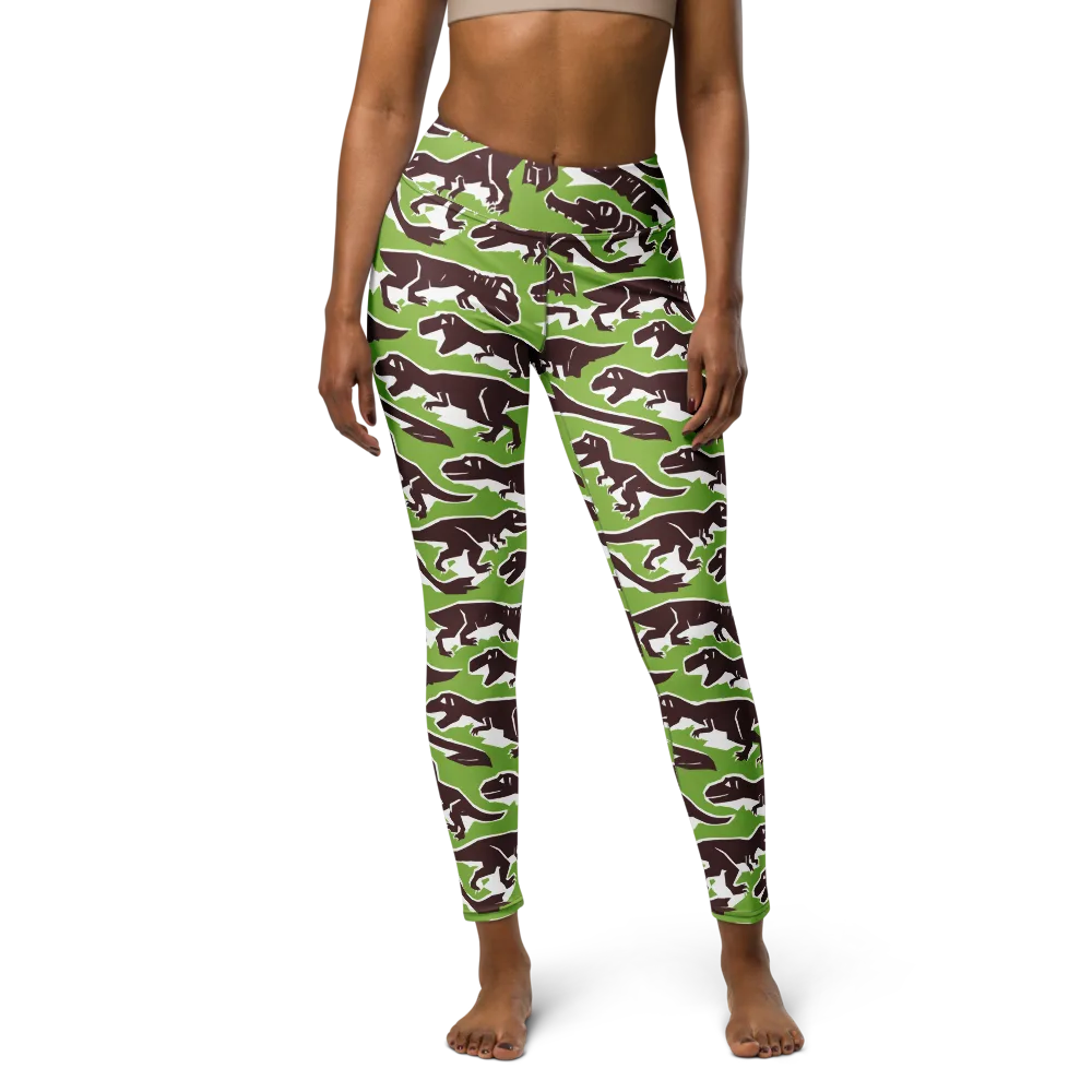 Dino Parade on Yoga Leggings — Front
