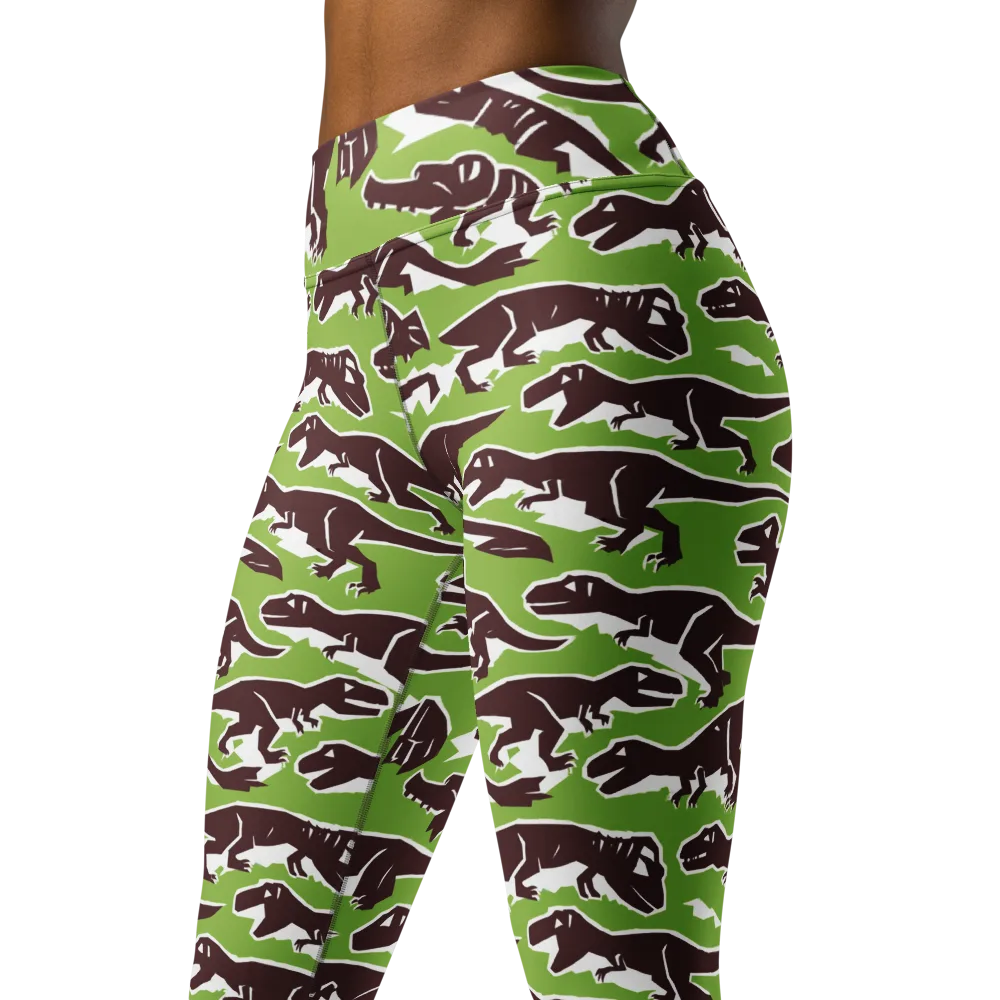 Dino Parade on Yoga Leggings — Left Front