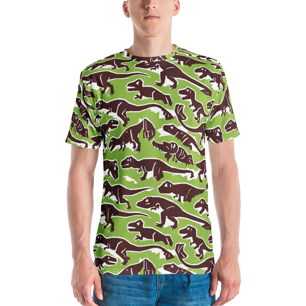 Dino Parade on Men's Crew Neck T-Shirt — Front