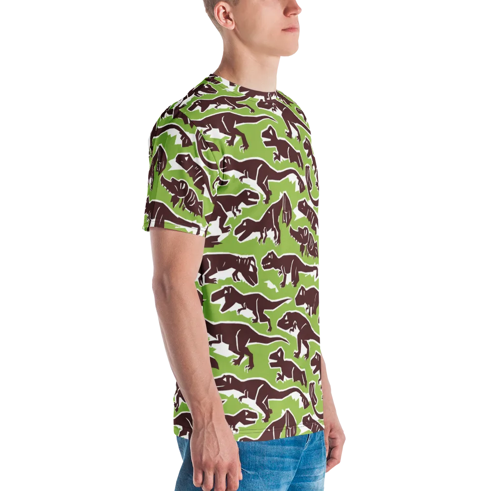 Dino Parade on Men's Crew Neck T-Shirt — Right