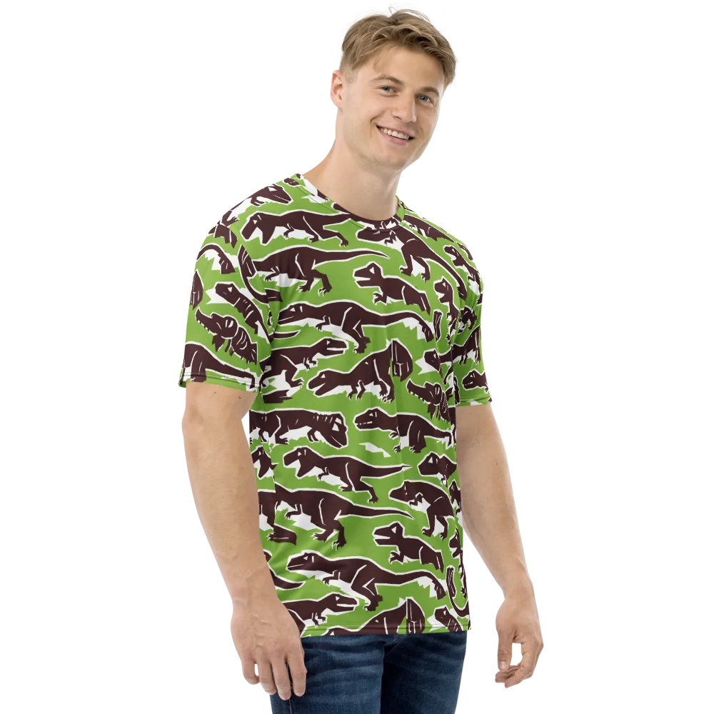 Dino Parade on Men's Crew Neck T-Shirt — Right