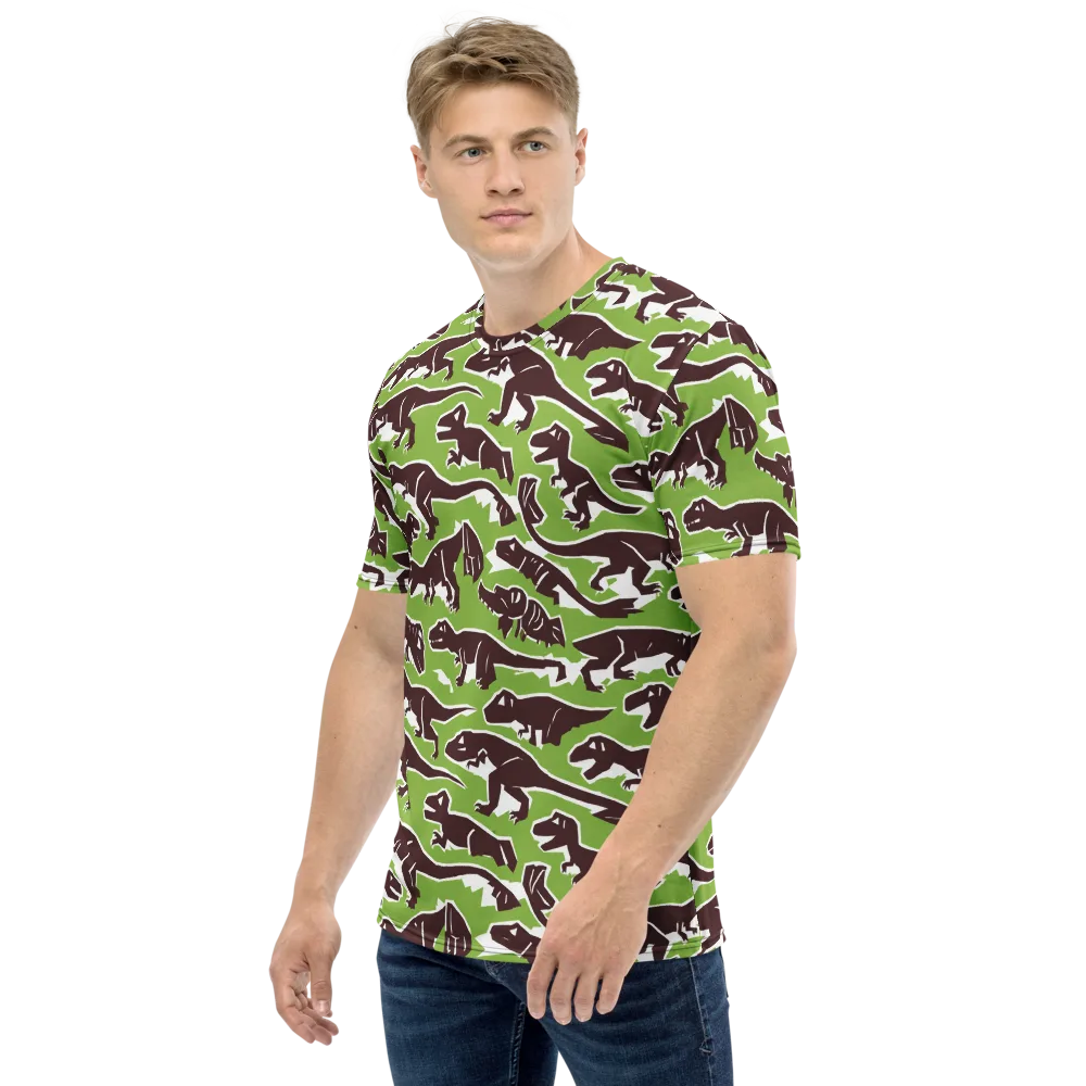 Dino Parade on Men's Crew Neck T-Shirt — Left