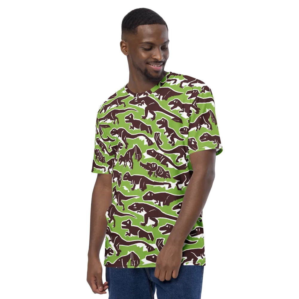 Dino Parade on Men's Crew Neck T-Shirt — Left
