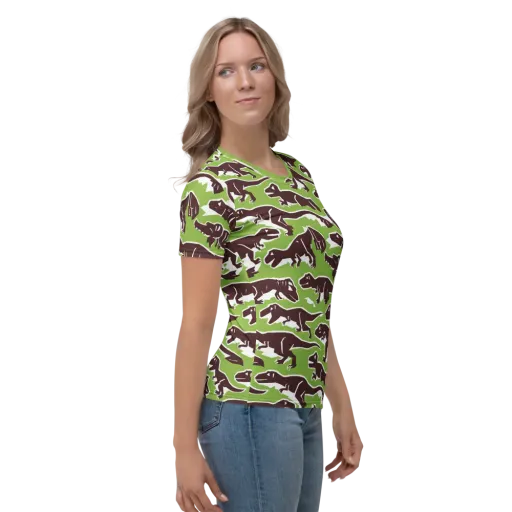 Dino Parade on a Women's Crew Neck T-Shirt