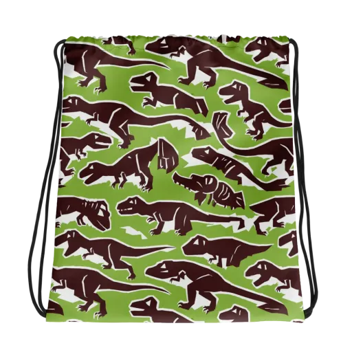 Dino Parade on a Drawstring Bag