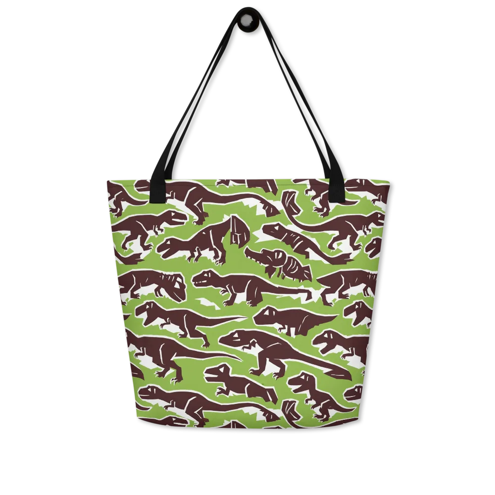 Dino Parade on Large Tote Bag W/ Pocket — Front