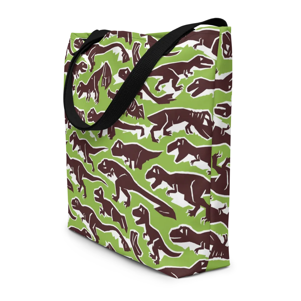 Dino Parade on Large Tote Bag W/ Pocket — Front