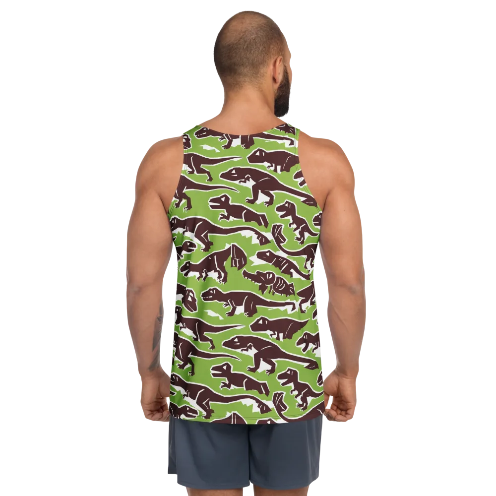 Dino Parade on Men's Tank Top — Back
