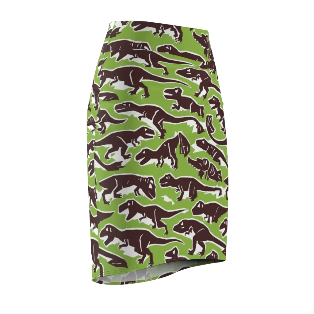 Dino Parade on Pencil Skirt — Front Side