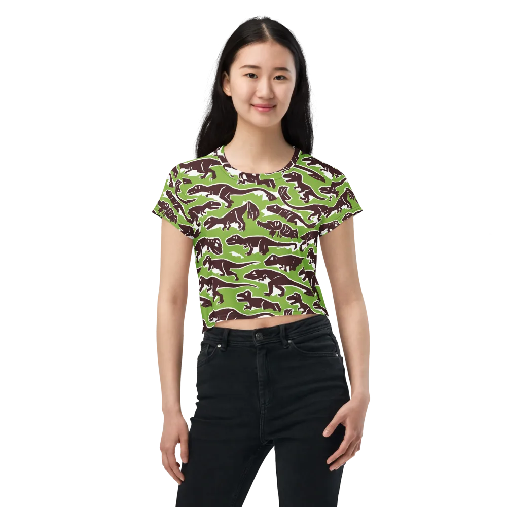 Dino Parade on Crop Tee — Front