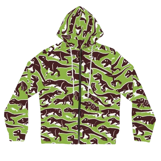 Dino Parade on a Women's Full-Zip Hoodie