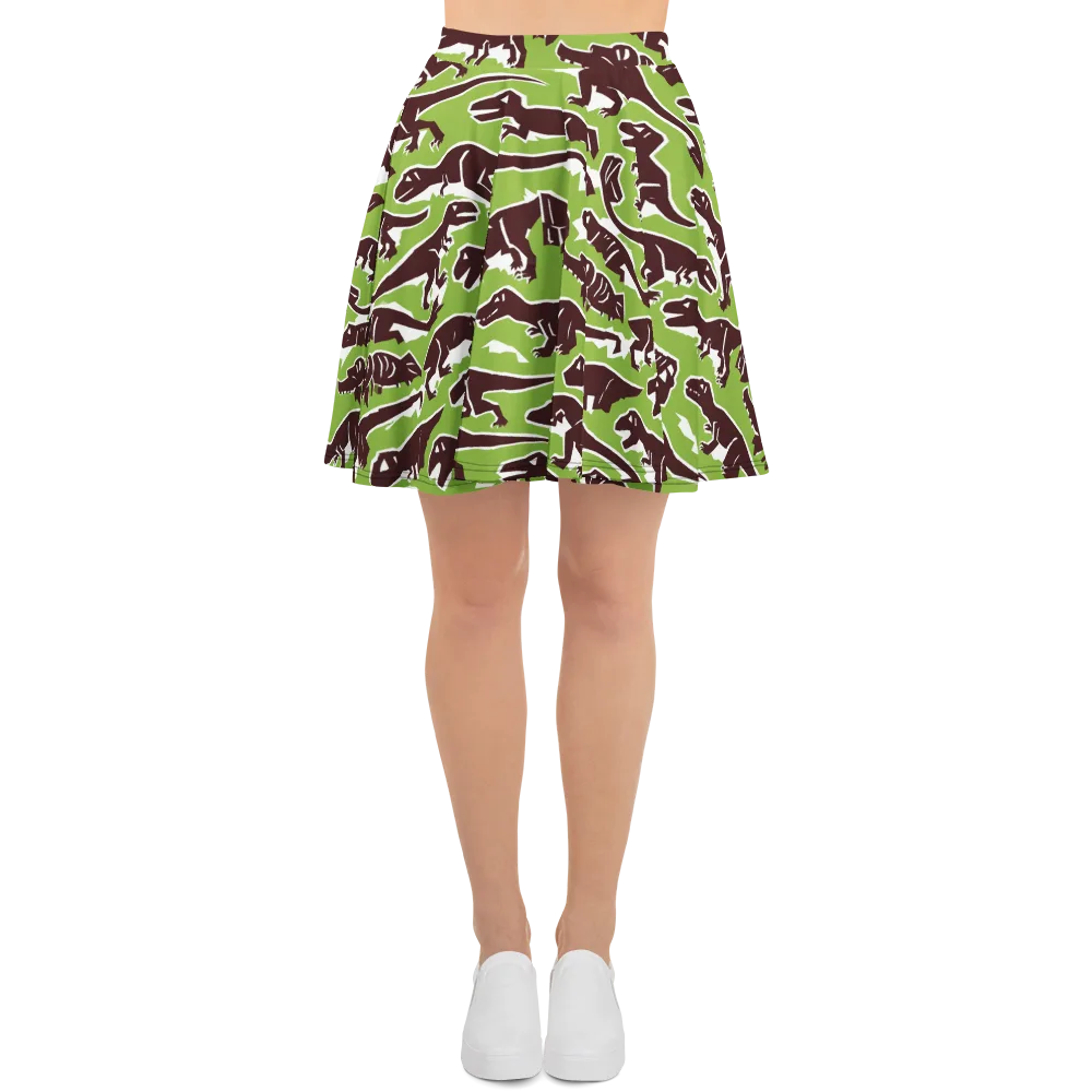 Dino Parade on Skater Skirt — Front