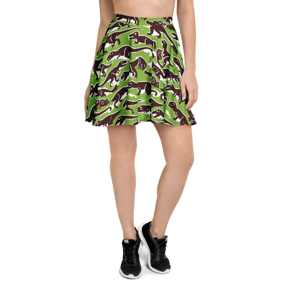 Dino Parade on Skater Skirt — Front