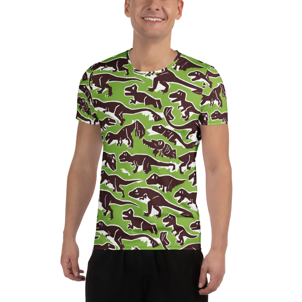 Dino Parade on Men's Athletic T-Shirt — Front