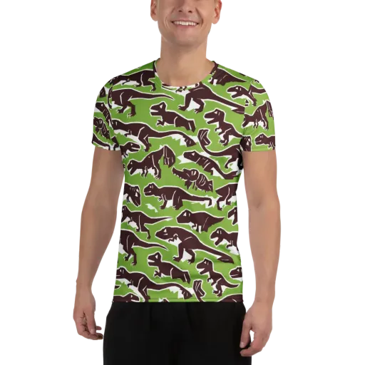 Dino Parade on a Men's Athletic T-Shirt