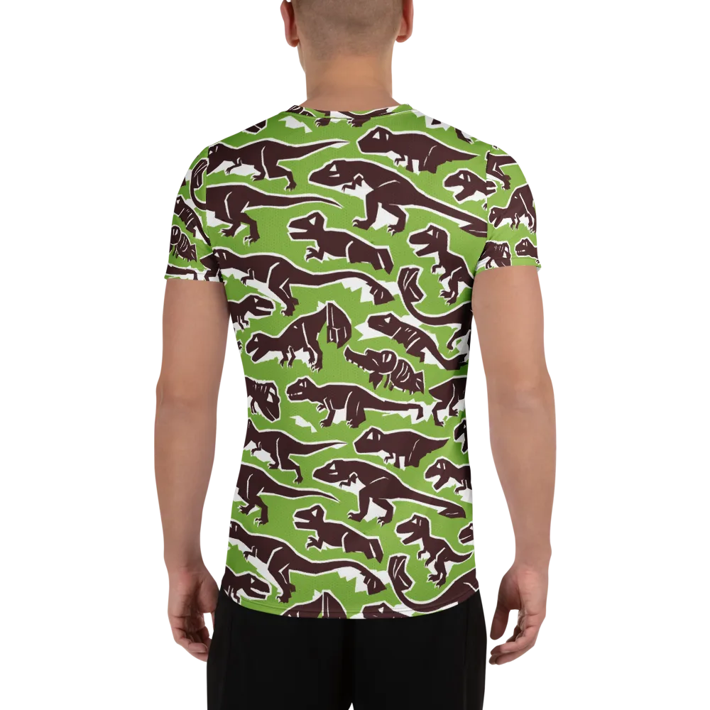 Dino Parade on Men's Athletic T-Shirt — Back