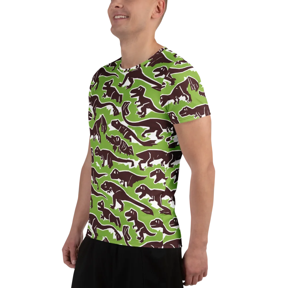Dino Parade on Men's Athletic T-Shirt — Left