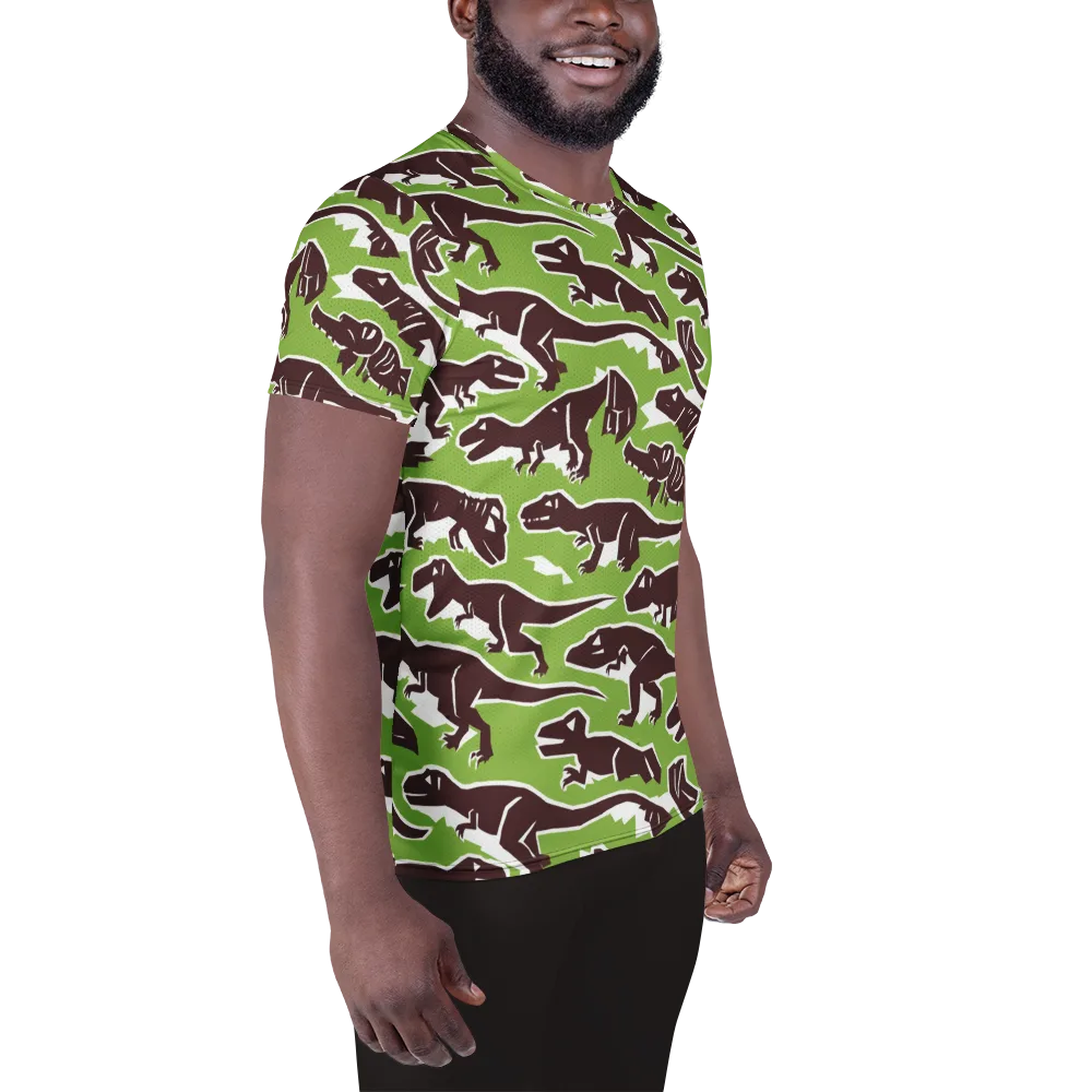 Dino Parade on Men's Athletic T-Shirt — Right