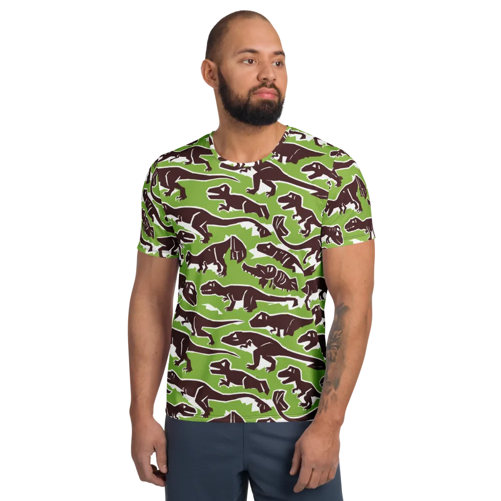 Dino Parade on Men's Athletic T-Shirt — Front