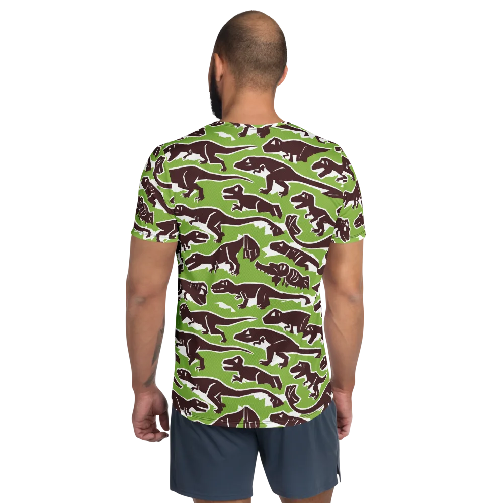Dino Parade on Men's Athletic T-Shirt — Back