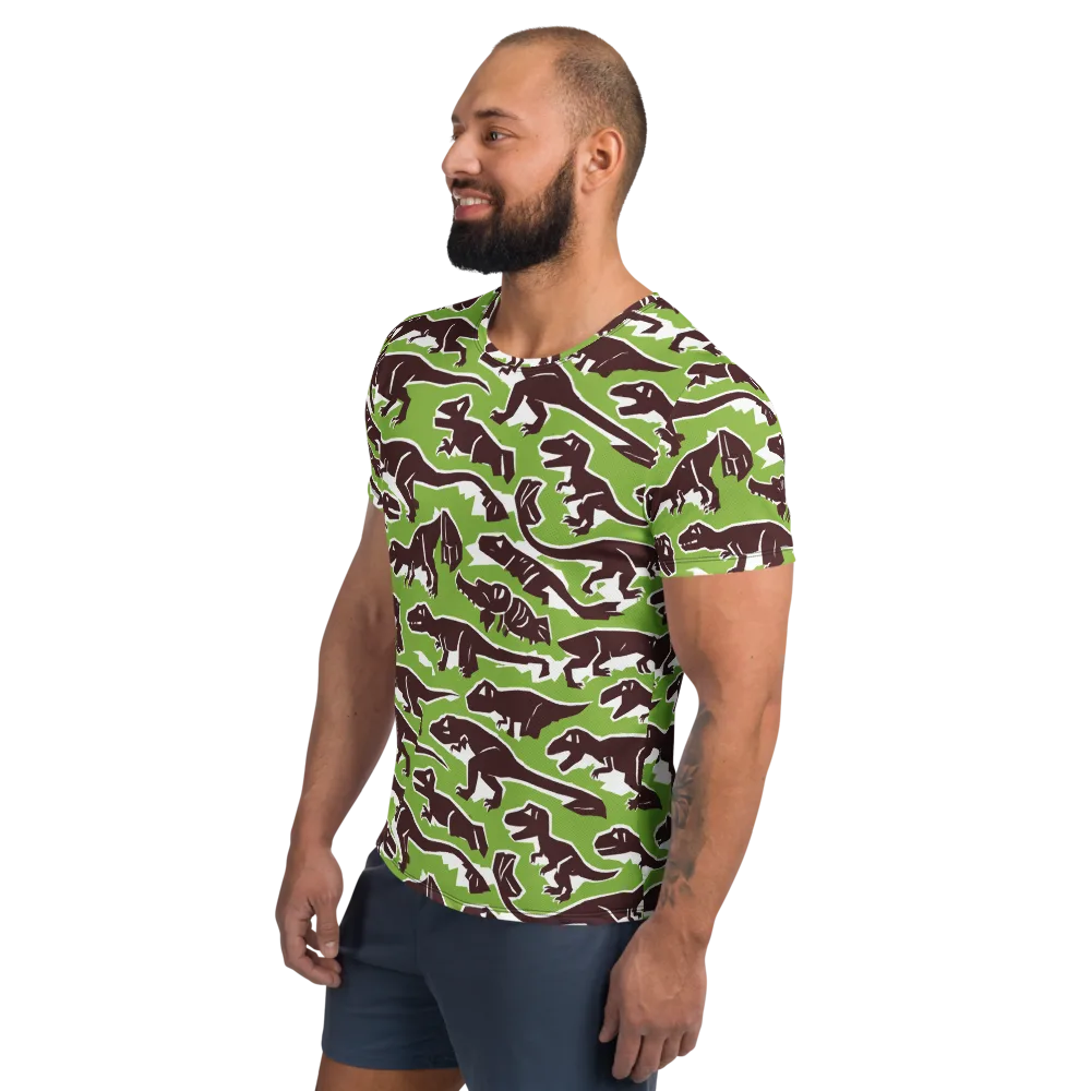 Dino Parade on Men's Athletic T-Shirt — Left