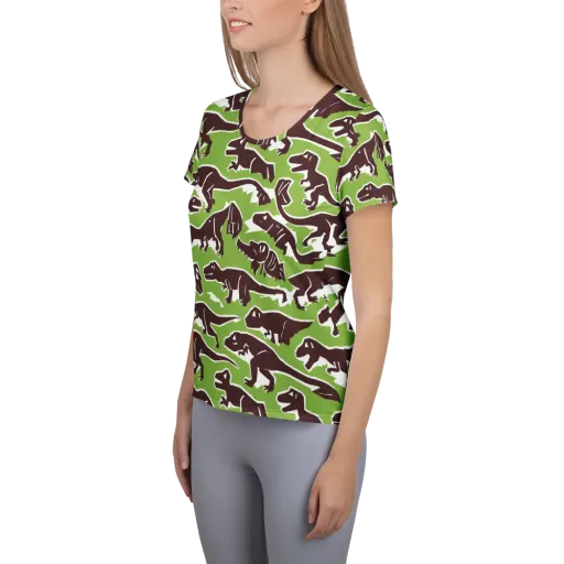 Dino Parade on a Women's Athletic T-Shirt