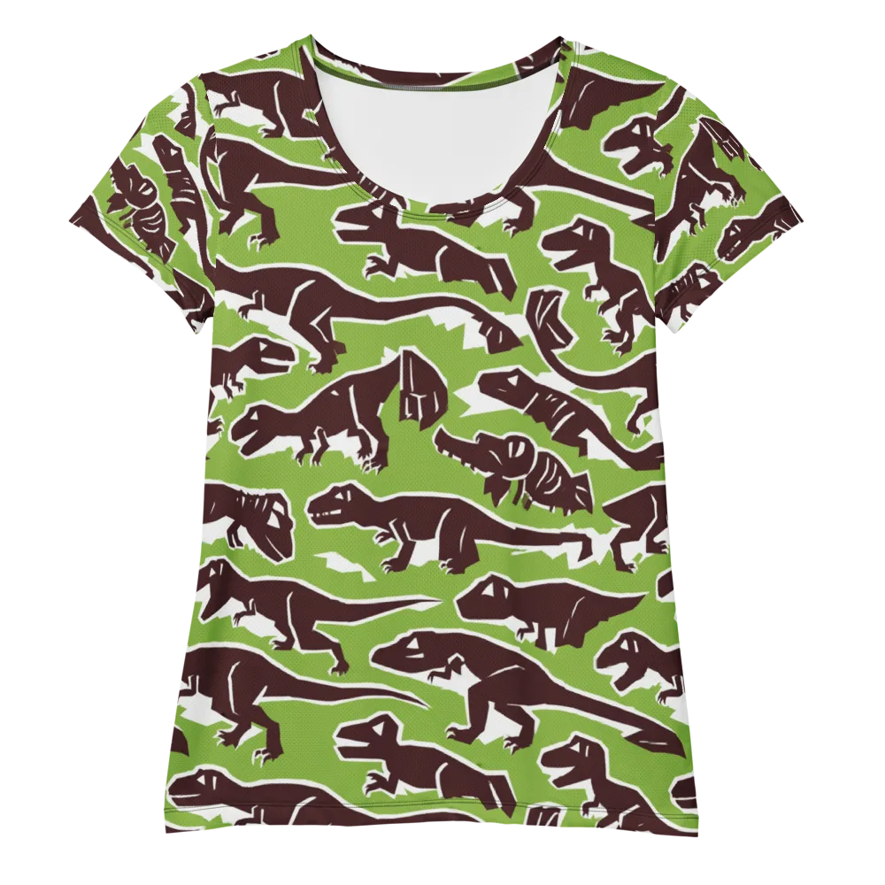 Dino Parade on Women's Athletic T-Shirt — Front