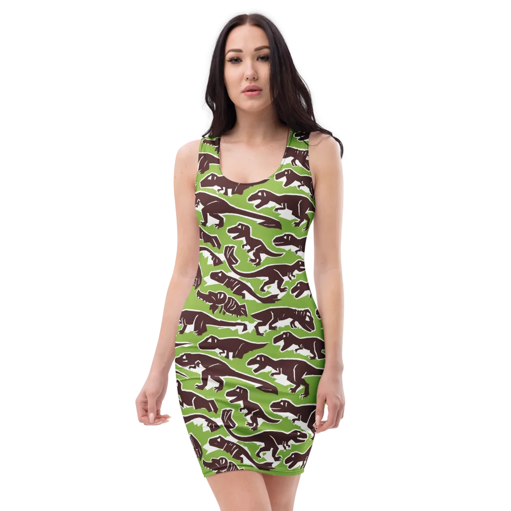 Dino Parade on Bodycon Dress — Front
