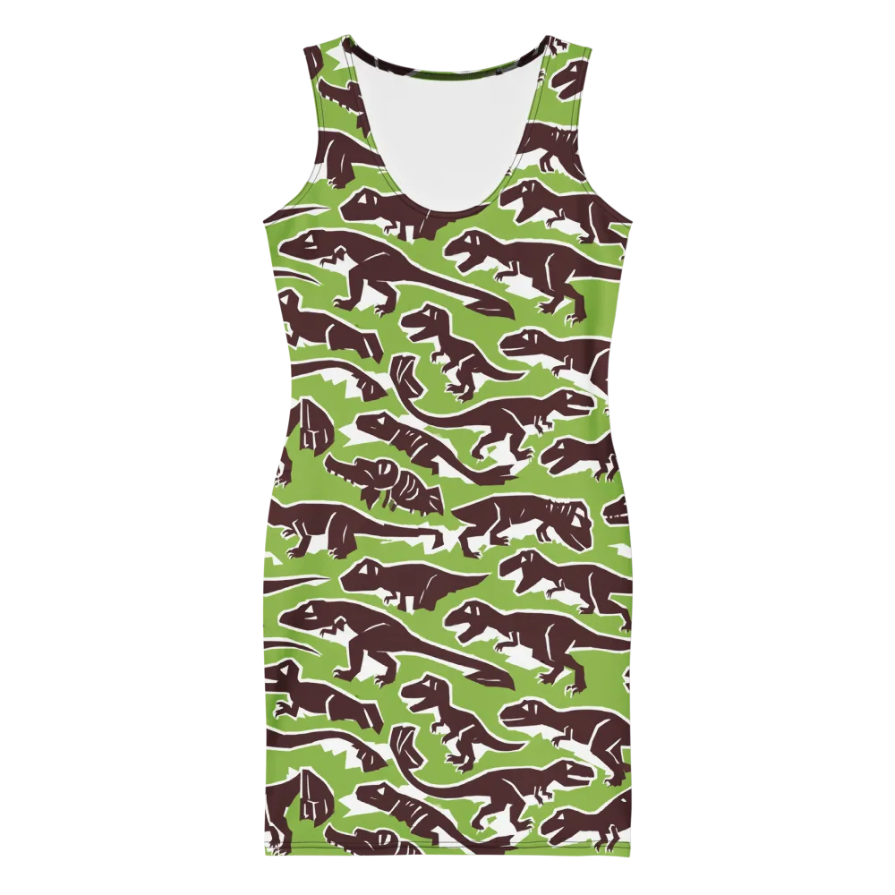 Dino Parade on Bodycon Dress — Front