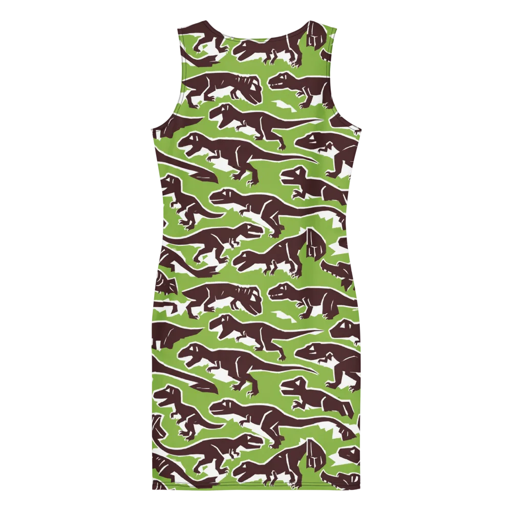 Dino Parade on Bodycon Dress — Back