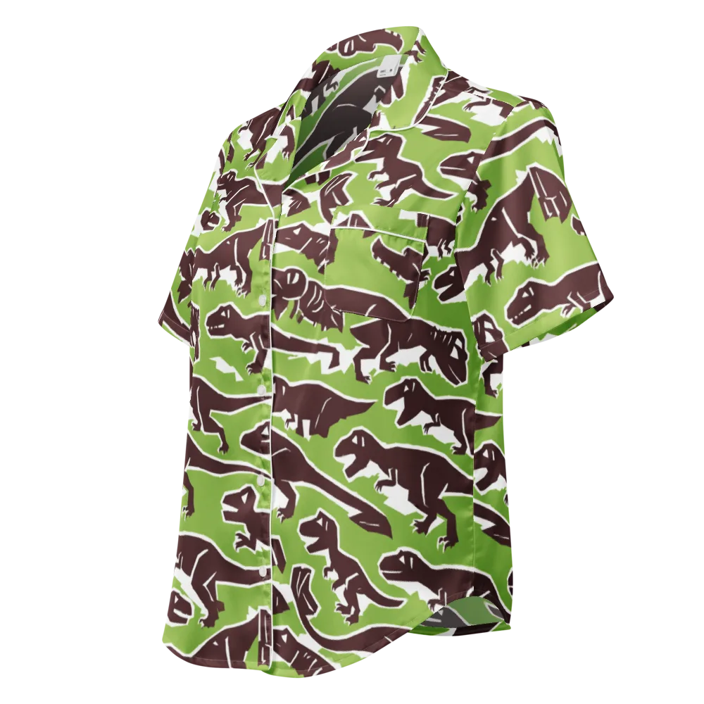 Dino Parade on Women's Short Sleeve Pajama Top — Left Front