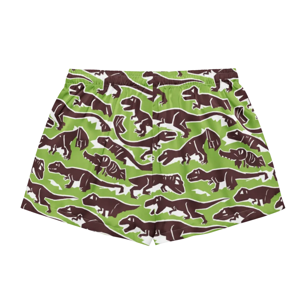 Dino Parade on Women's Pajama Shorts — Back