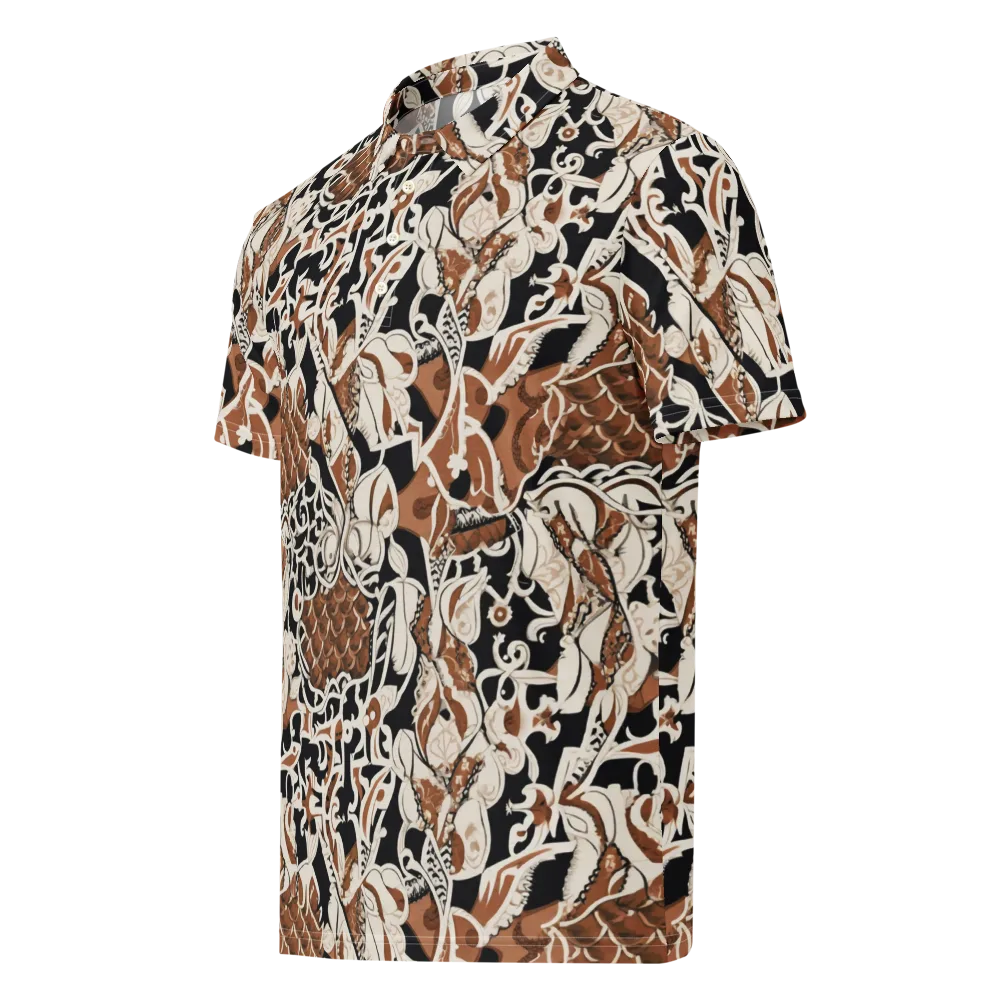 Sepia Baroque on Men's Slim Fit Polo Shirt — Left Front