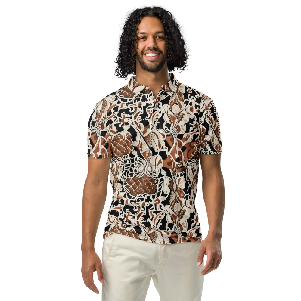 Sepia Baroque on Men's Slim Fit Polo Shirt — Front