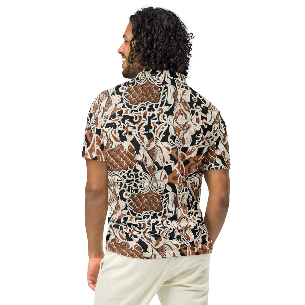 Sepia Baroque on Men's Slim Fit Polo Shirt — Back