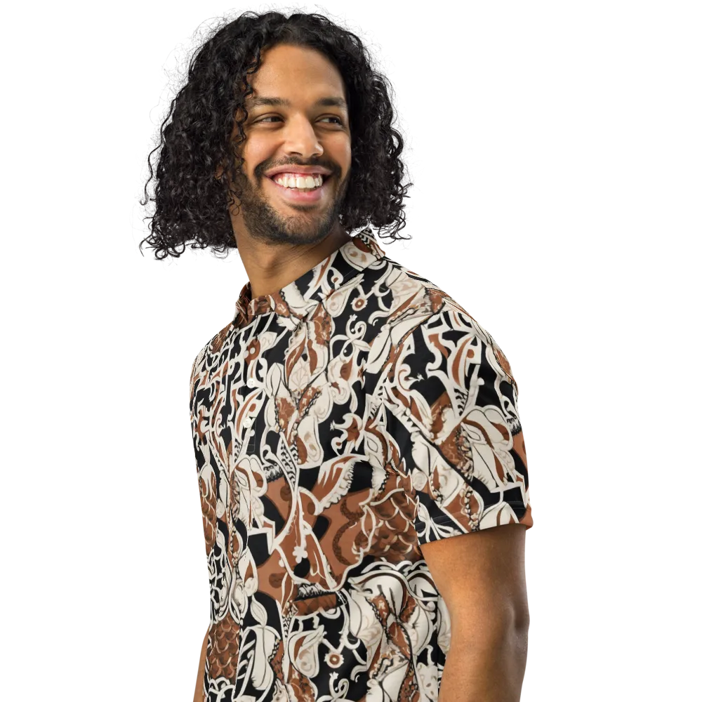Sepia Baroque on Men's Slim Fit Polo Shirt — Left Front