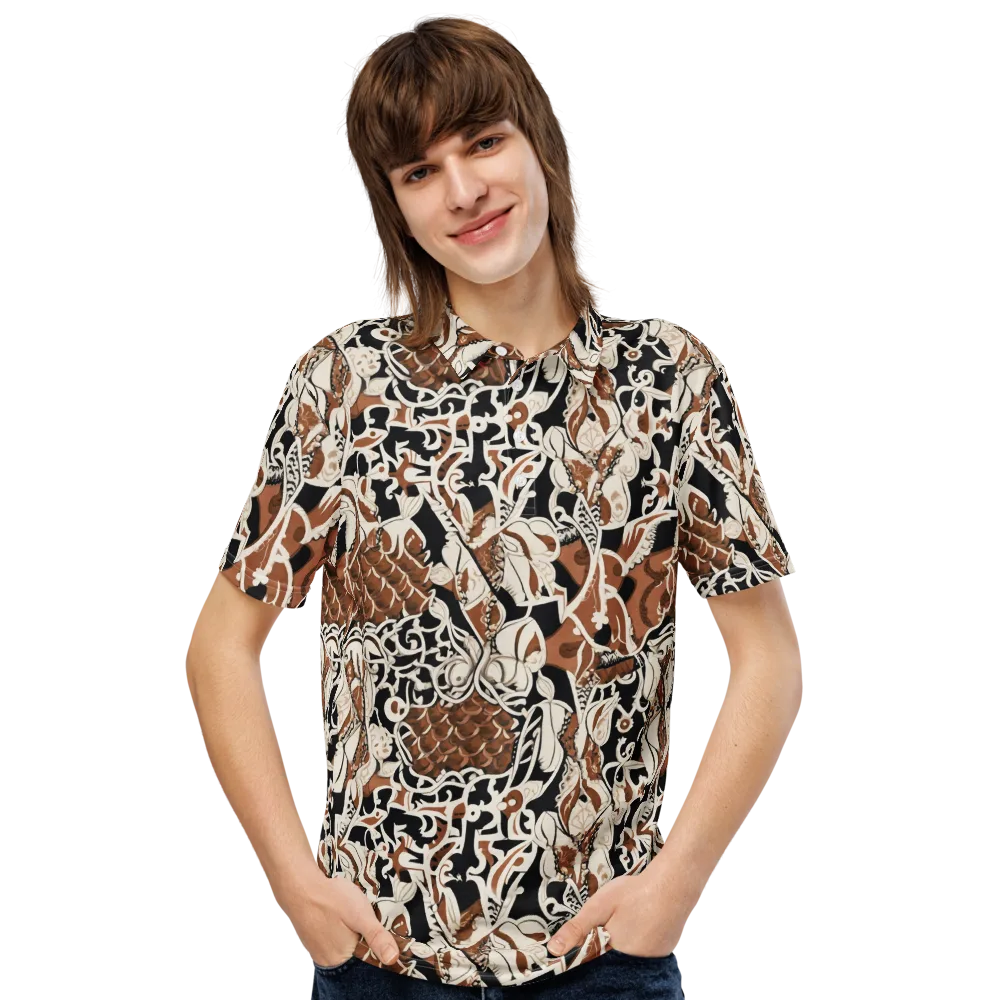 Sepia Baroque on Men's Slim Fit Polo Shirt — Front