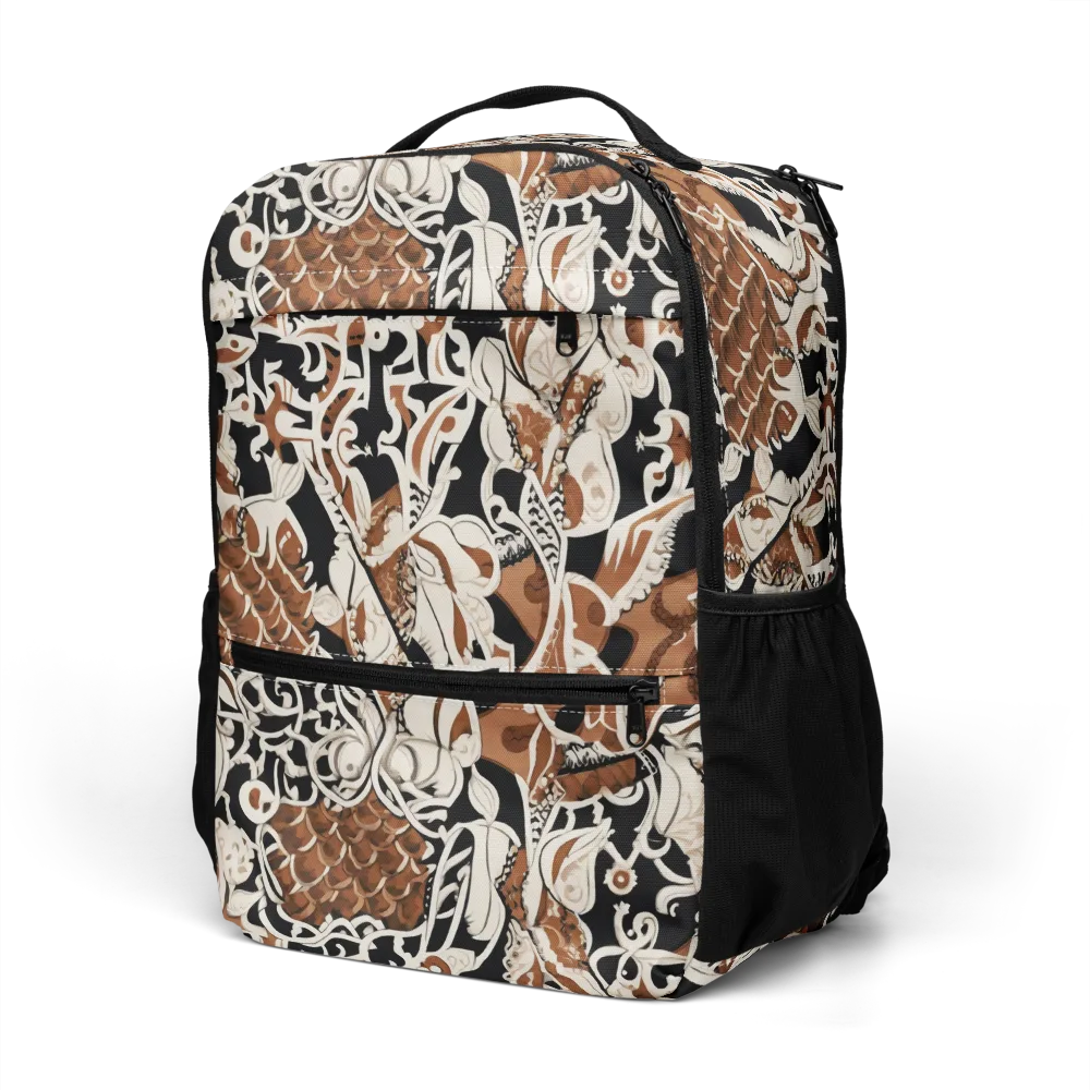 Sepia Baroque on Utility Backpack — Left Front