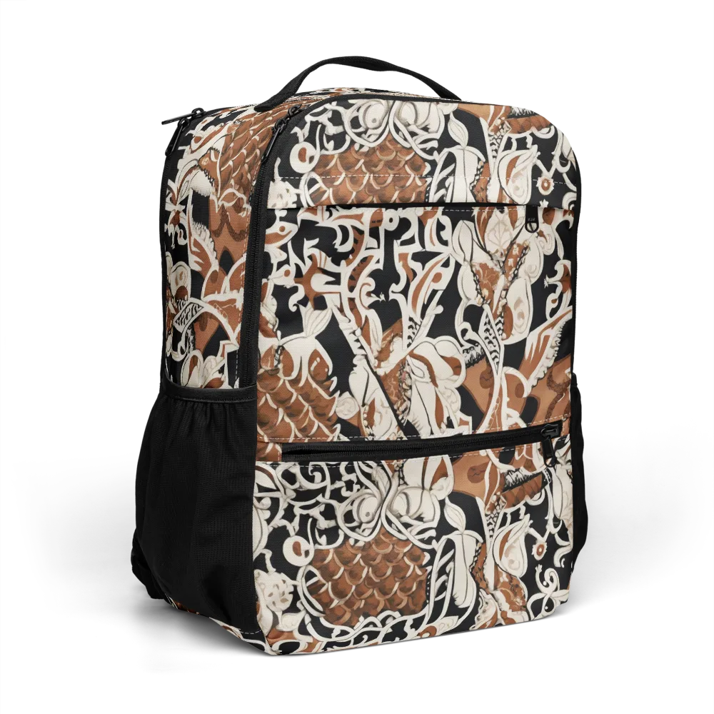 Sepia Baroque on Utility Backpack — Right Front