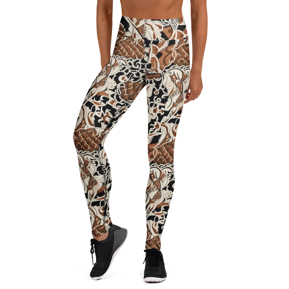 Sepia Baroque on Yoga Leggings — Front