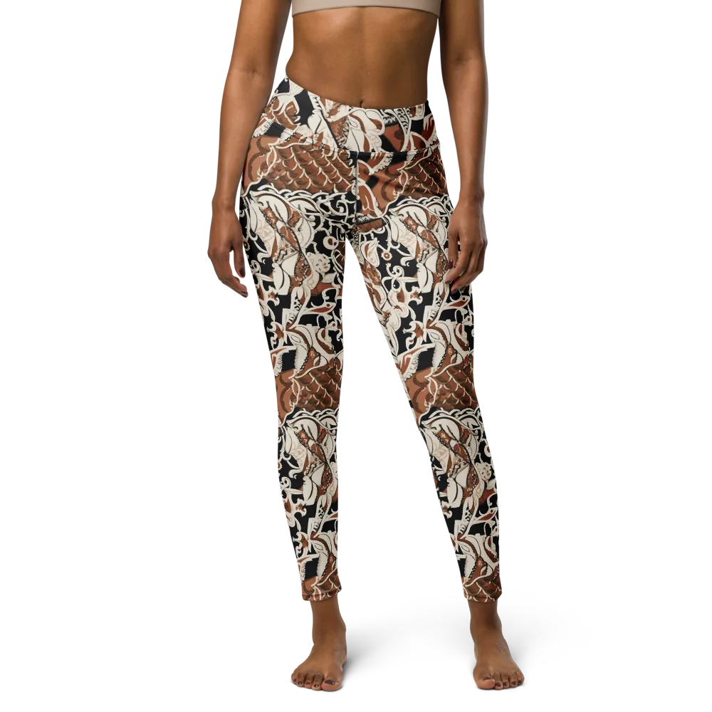 Sepia Baroque on Yoga Leggings — Front