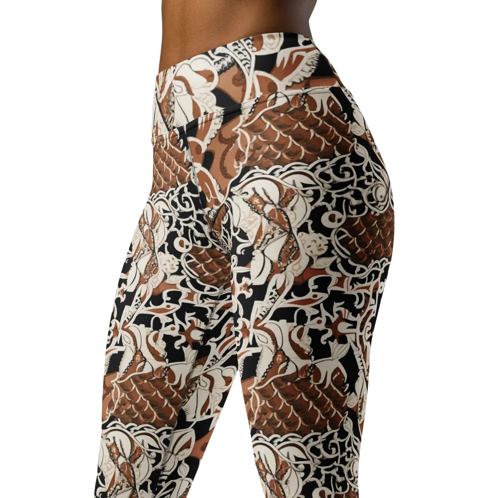 Sepia Baroque on Yoga Leggings — Left Front