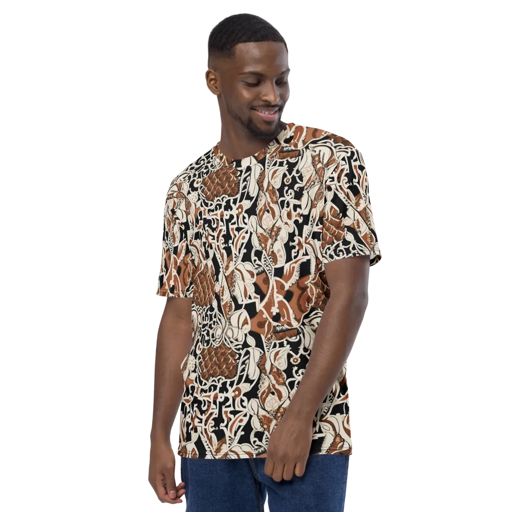 Sepia Baroque on Men's Crew Neck T-Shirt — Left