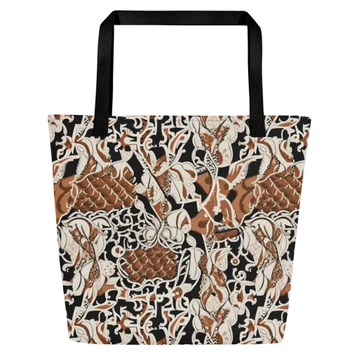 Sepia Baroque on a Large Tote Bag W/ Pocket