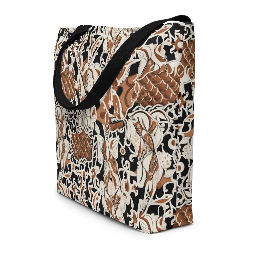 Sepia Baroque on Large Tote Bag W/ Pocket — Front