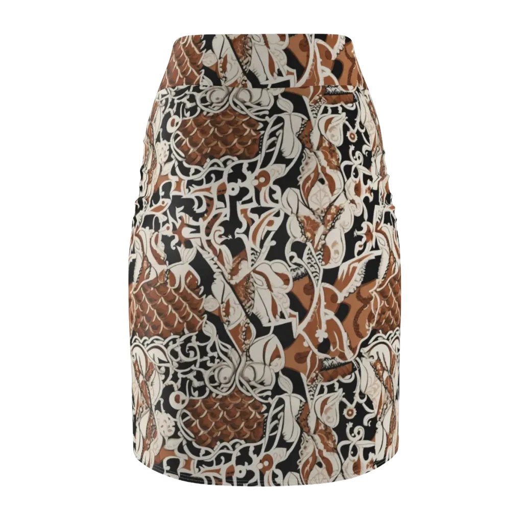 Sepia Baroque on Pencil Skirt — Back
